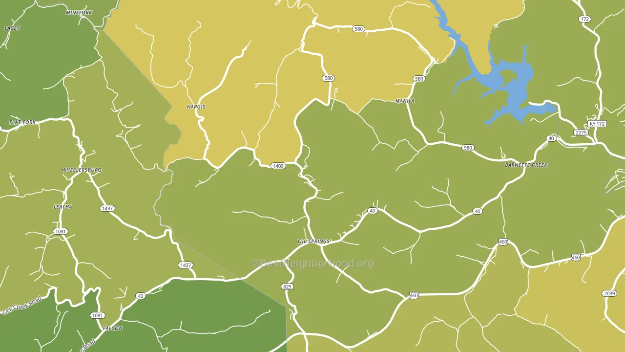 Oil Springs, KY block-group voter-turnout map