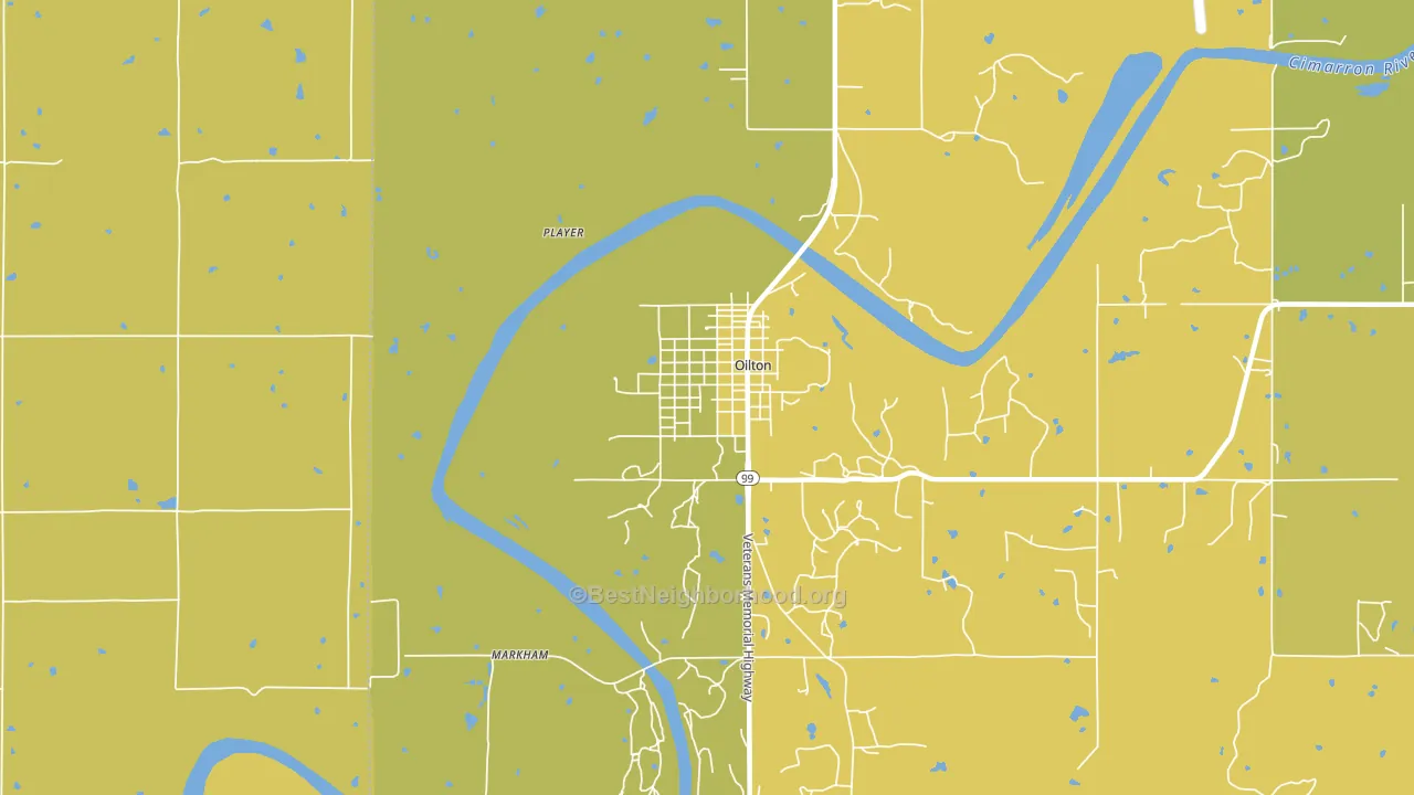 Oilton, OK block-group voter-turnout map