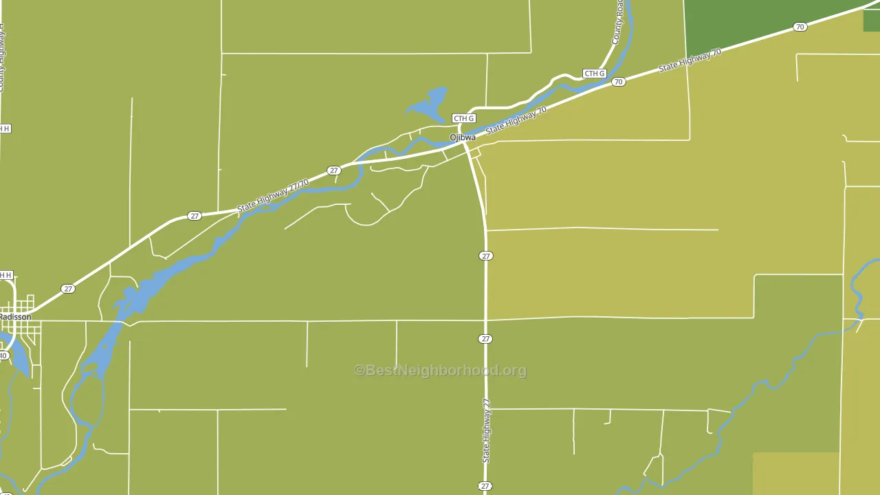 Ojibwa, WI block-group voter-turnout map