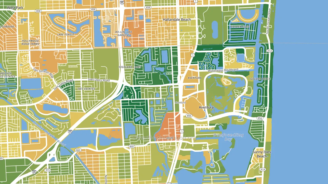 Ojus, FL block-group voter-turnout map