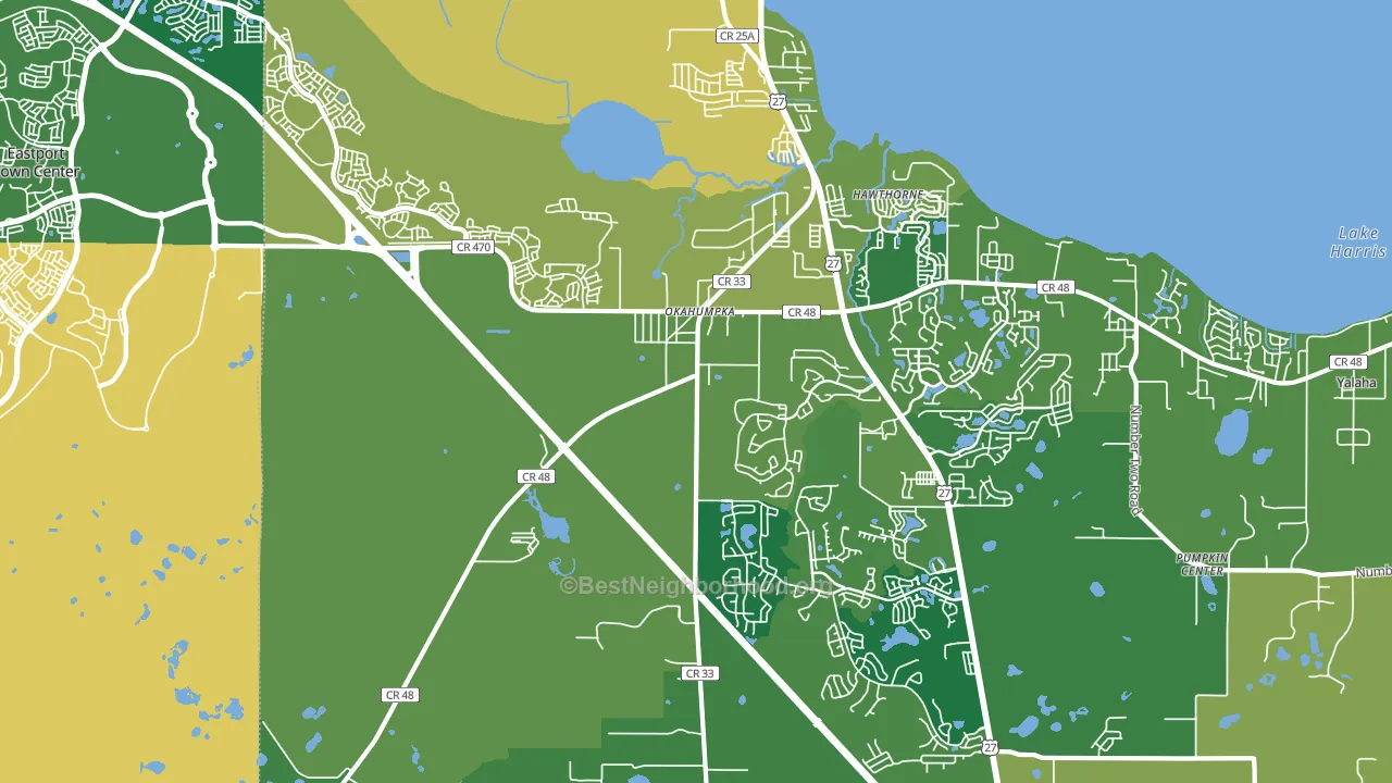 Okahumpka, FL block-group voter-turnout map