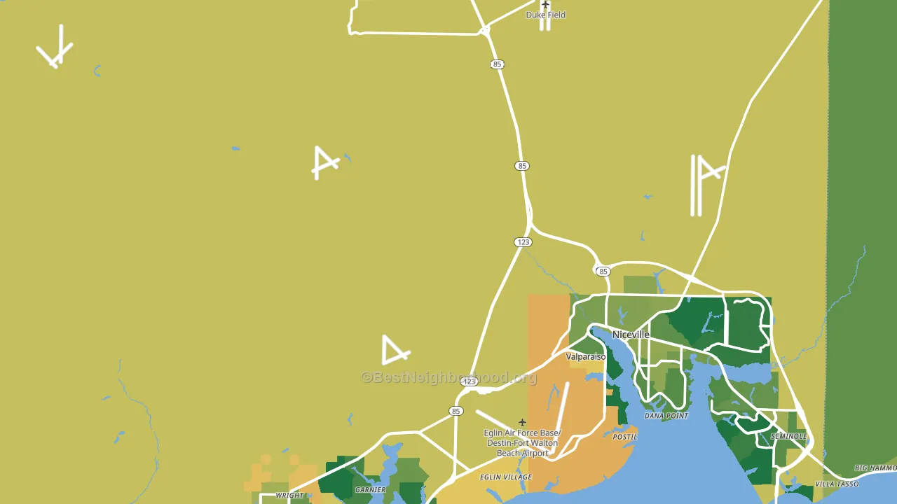 Okaloosa County, FL block-group voter-turnout map