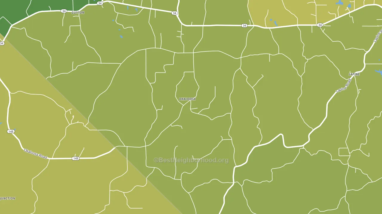 Okaloosa, LA block-group voter-turnout map