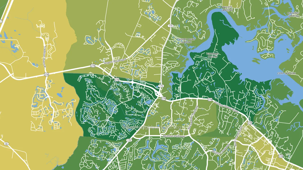 Okatie, SC block-group voter-turnout map