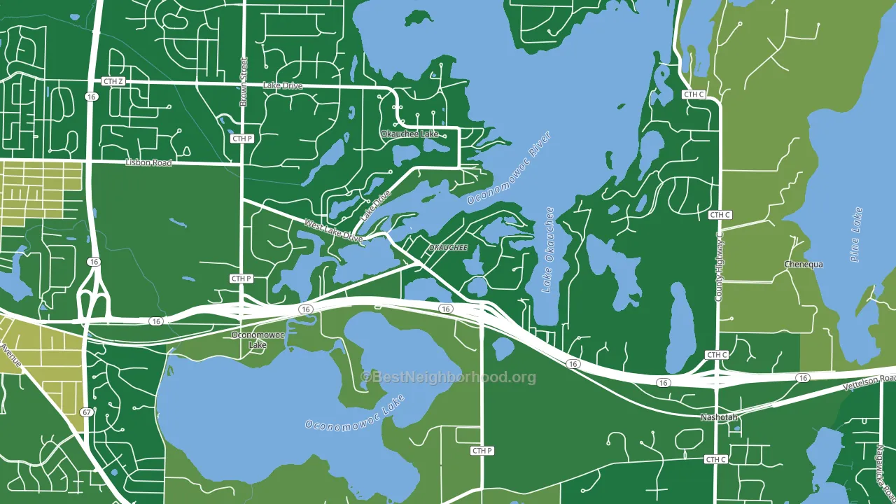 Okauchee, WI block-group voter-turnout map
