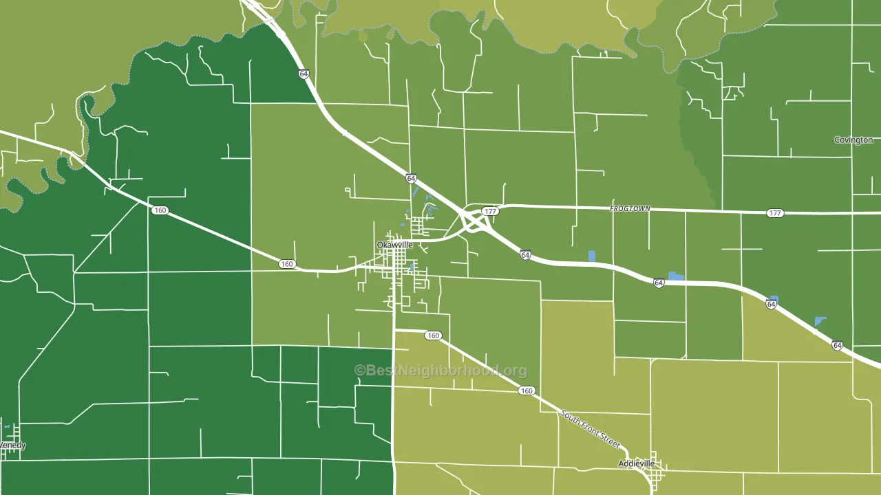 Okawville, IL block-group voter-turnout map