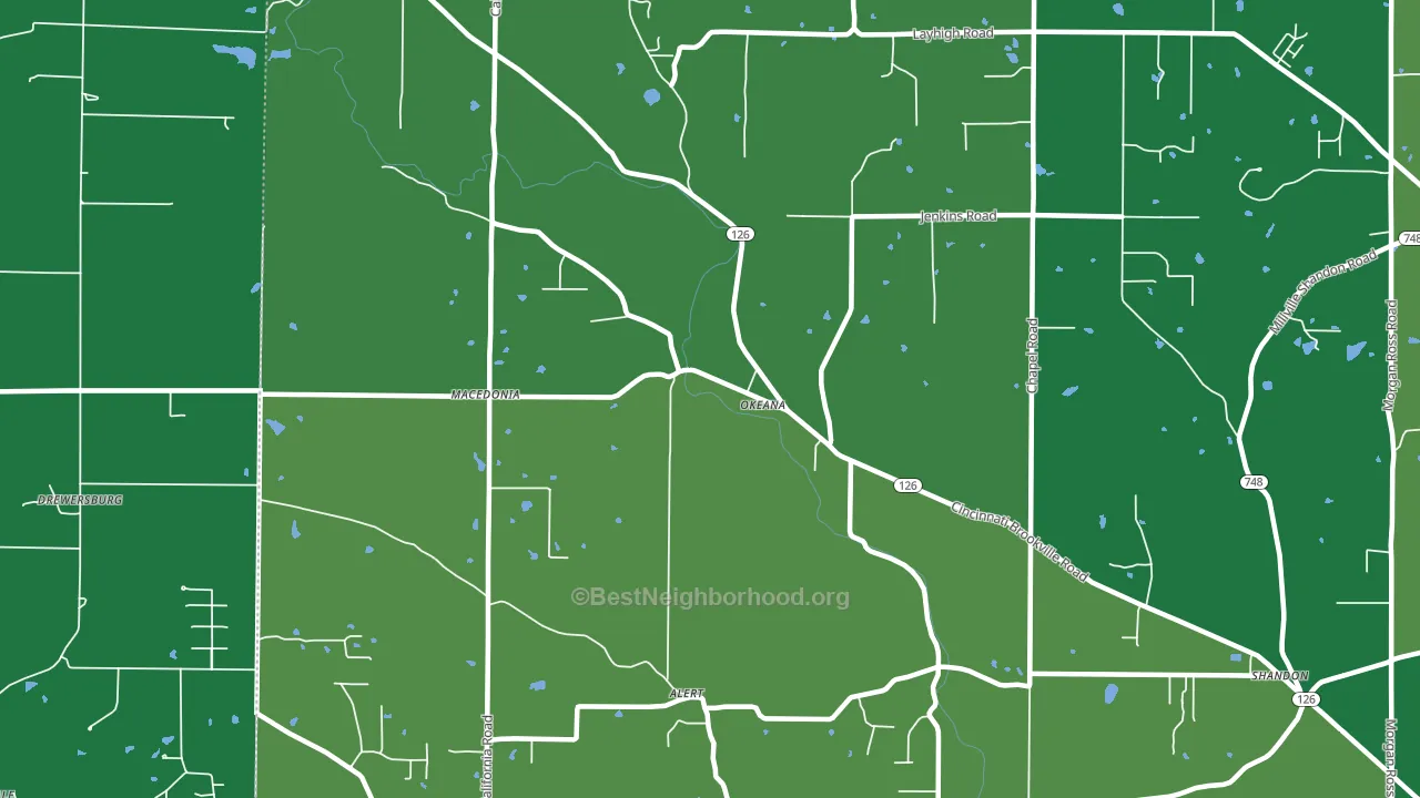 Okeana, OH block-group voter-turnout map