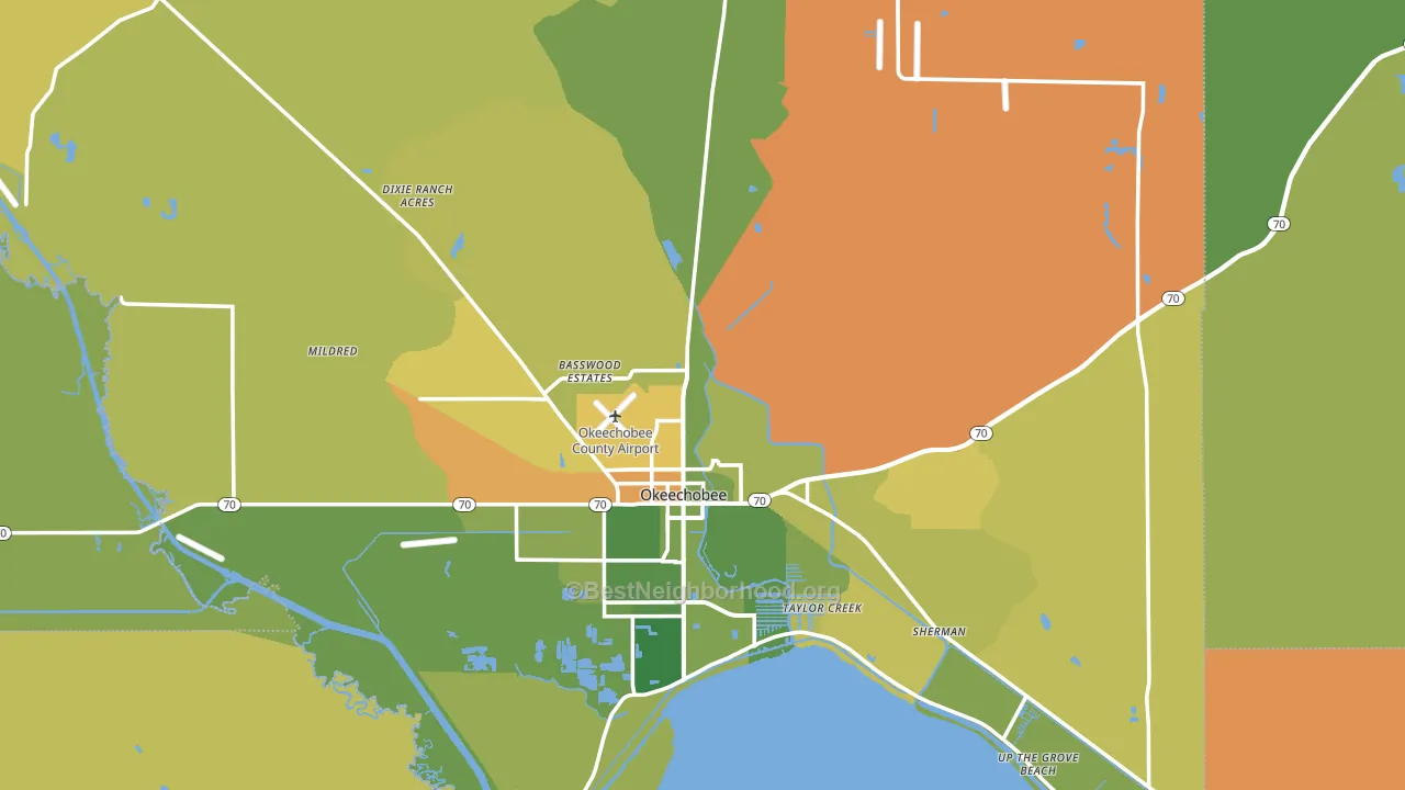 Okeechobee County, FL block-group voter-turnout map