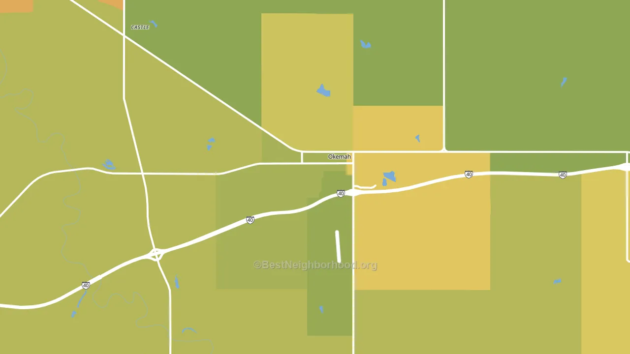 Okemah, OK block-group voter-turnout map