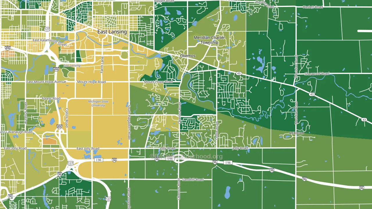 Okemos, MI block-group voter-turnout map