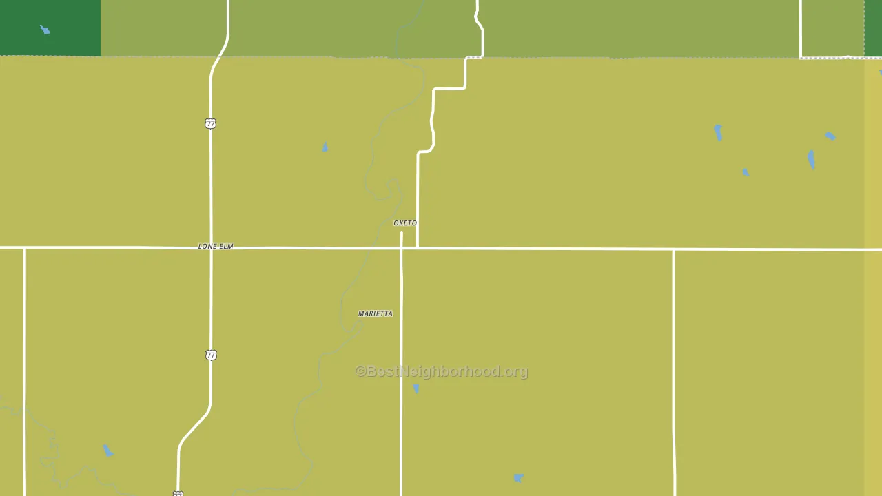 Oketo, KS block-group voter-turnout map
