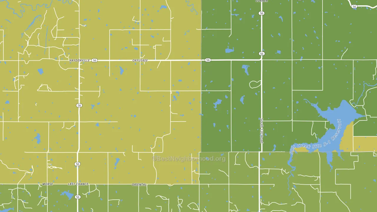 Okfuskee, OK block-group voter-turnout map