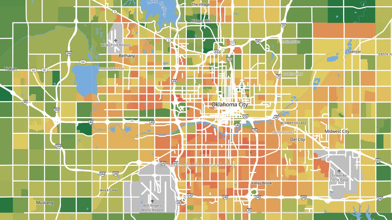 Oklahoma City, OK block-group voter-turnout map