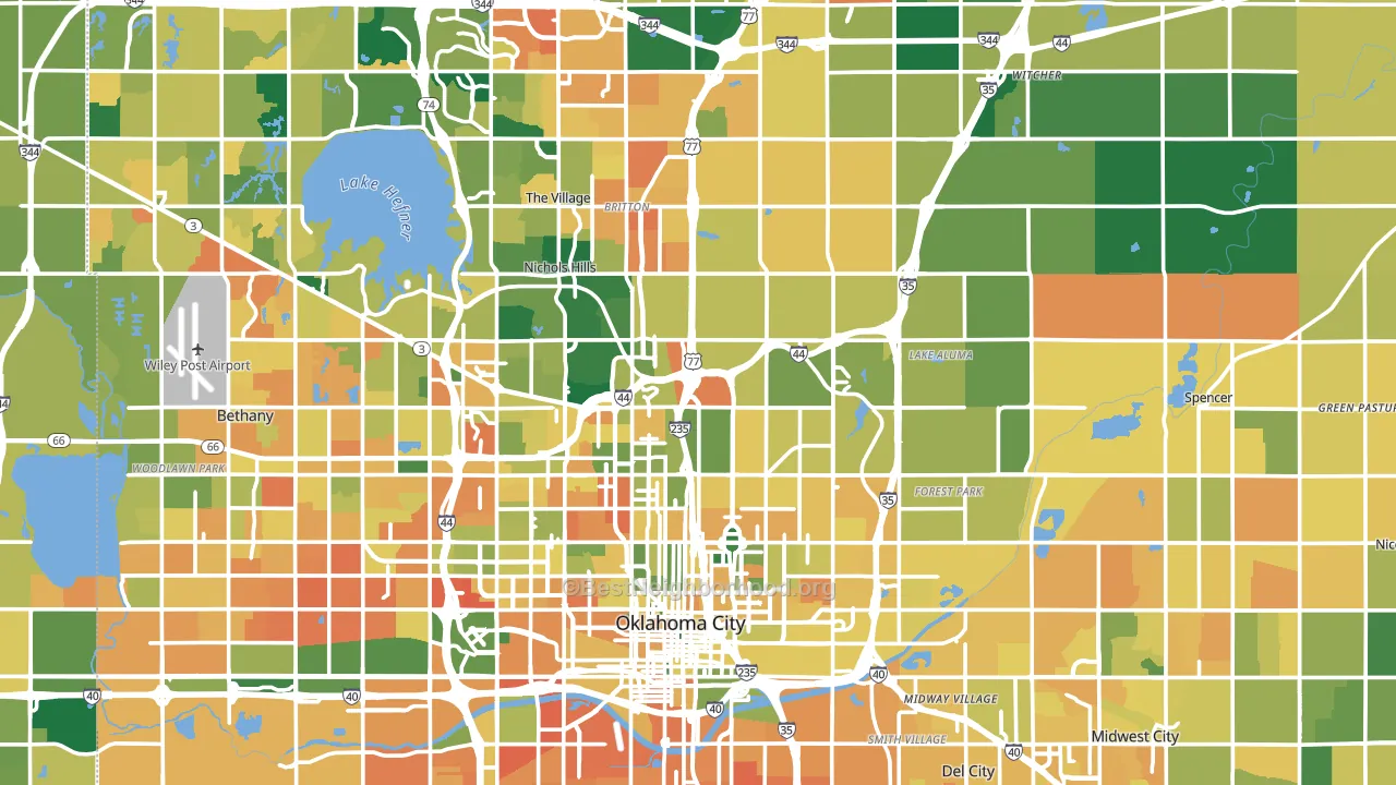 Oklahoma County, OK block-group voter-turnout map