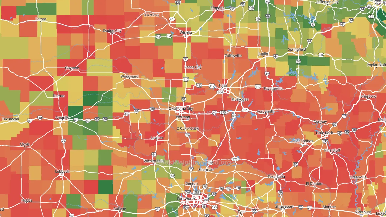 Oklahoma block-group voter-turnout map