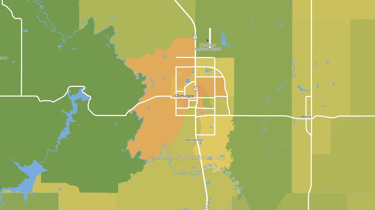 Okmulgee County, OK block-group voter-turnout map