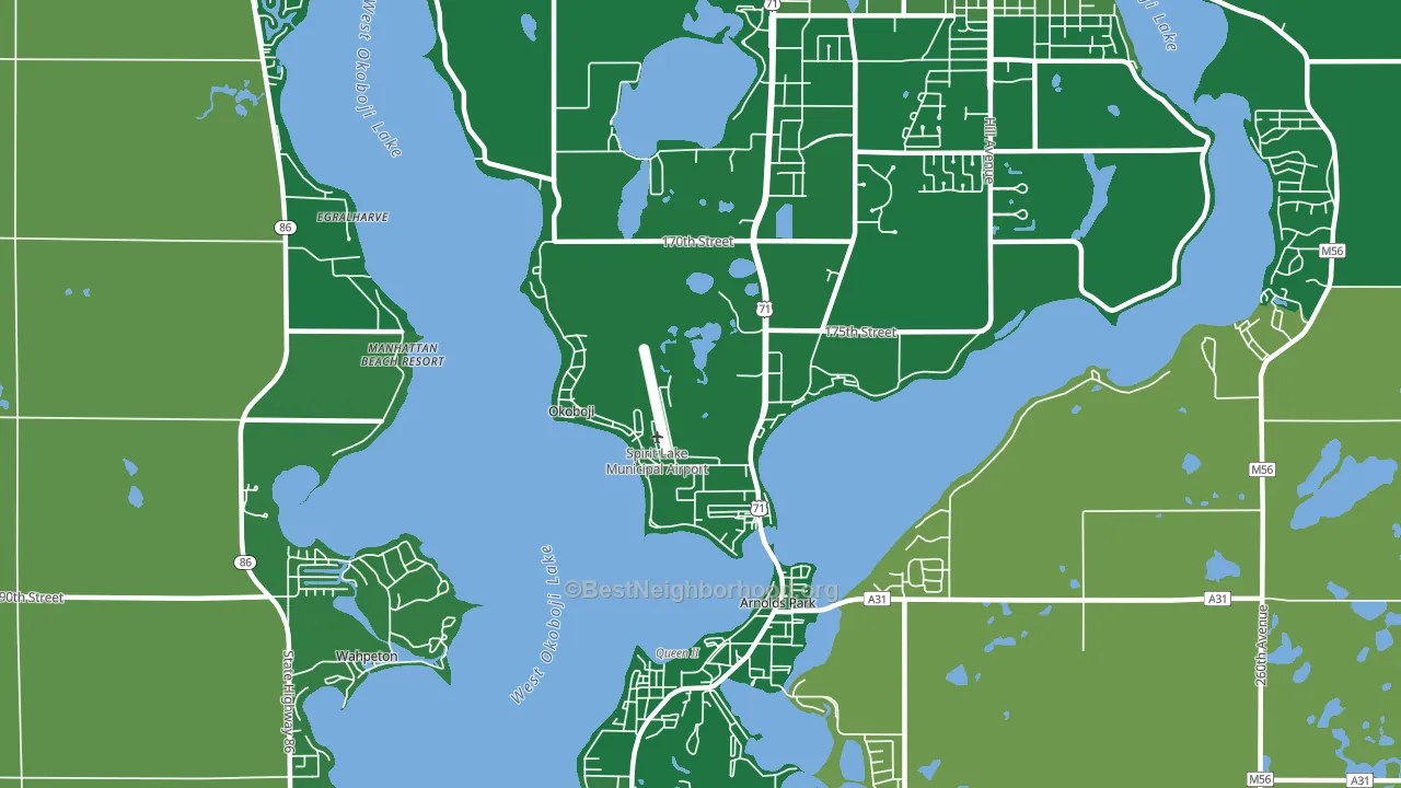 Okoboji, IA block-group voter-turnout map