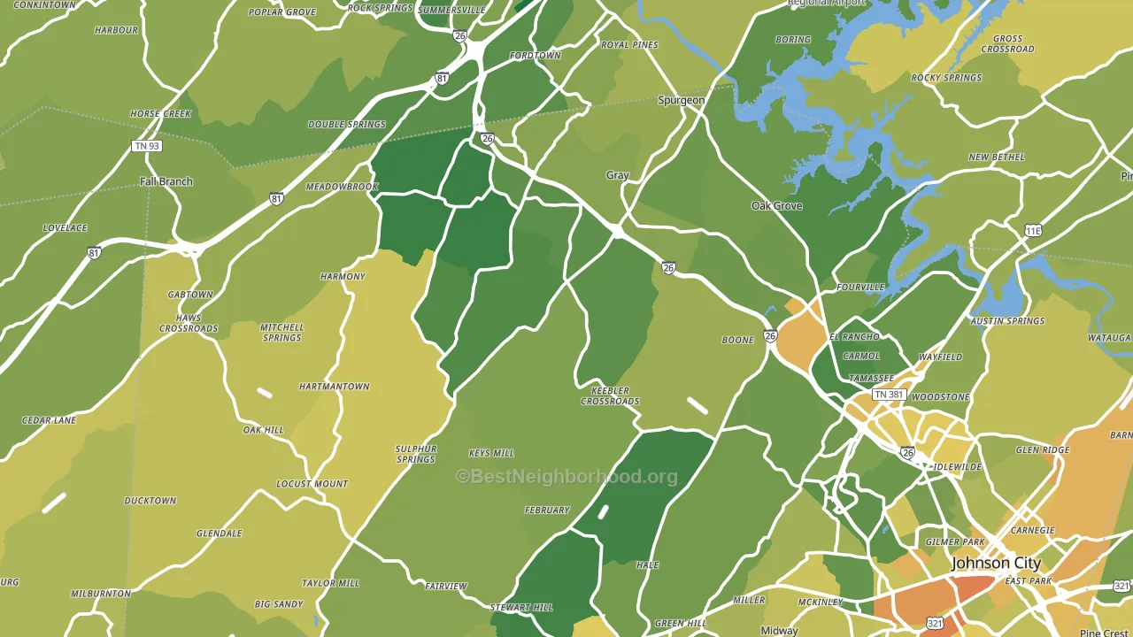 Okolona, TN block-group voter-turnout map