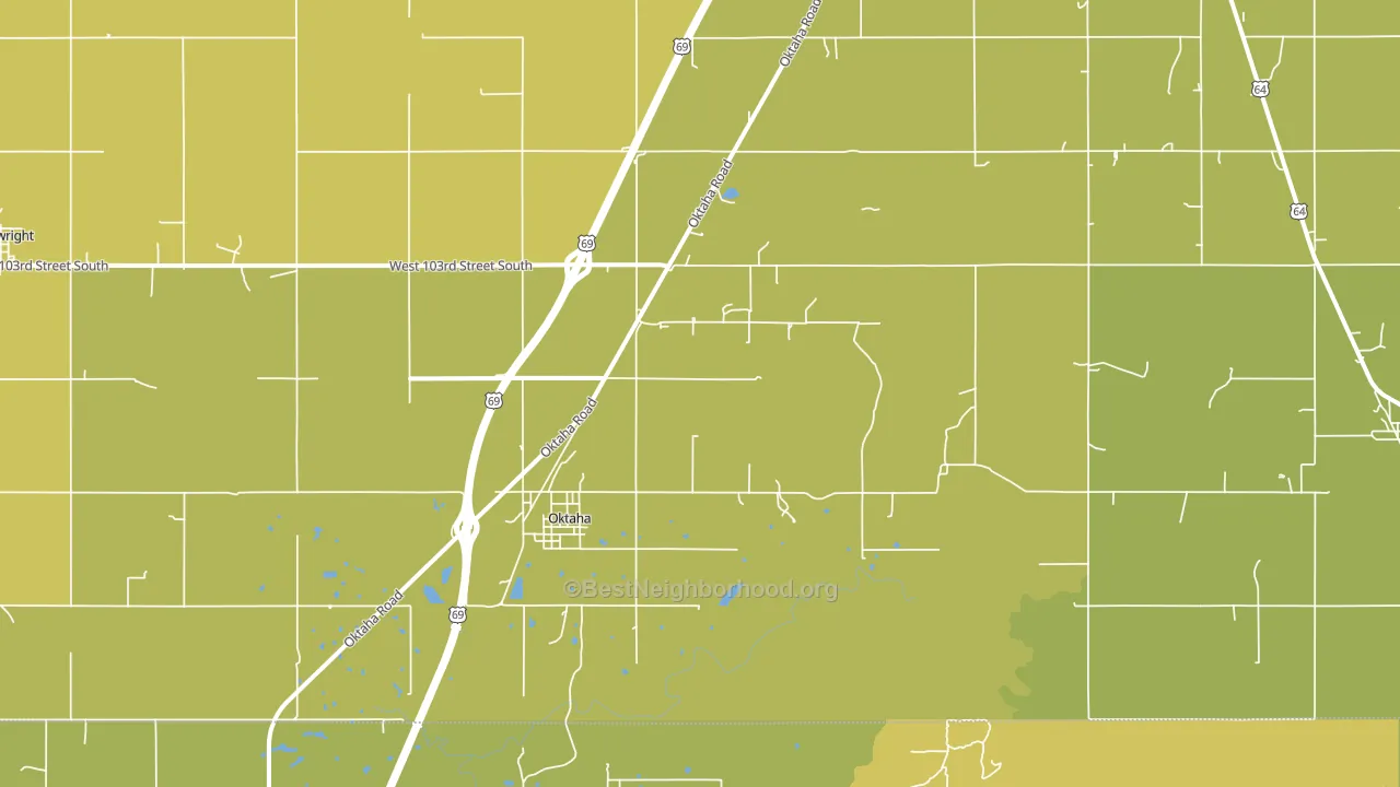 Oktaha, OK block-group voter-turnout map