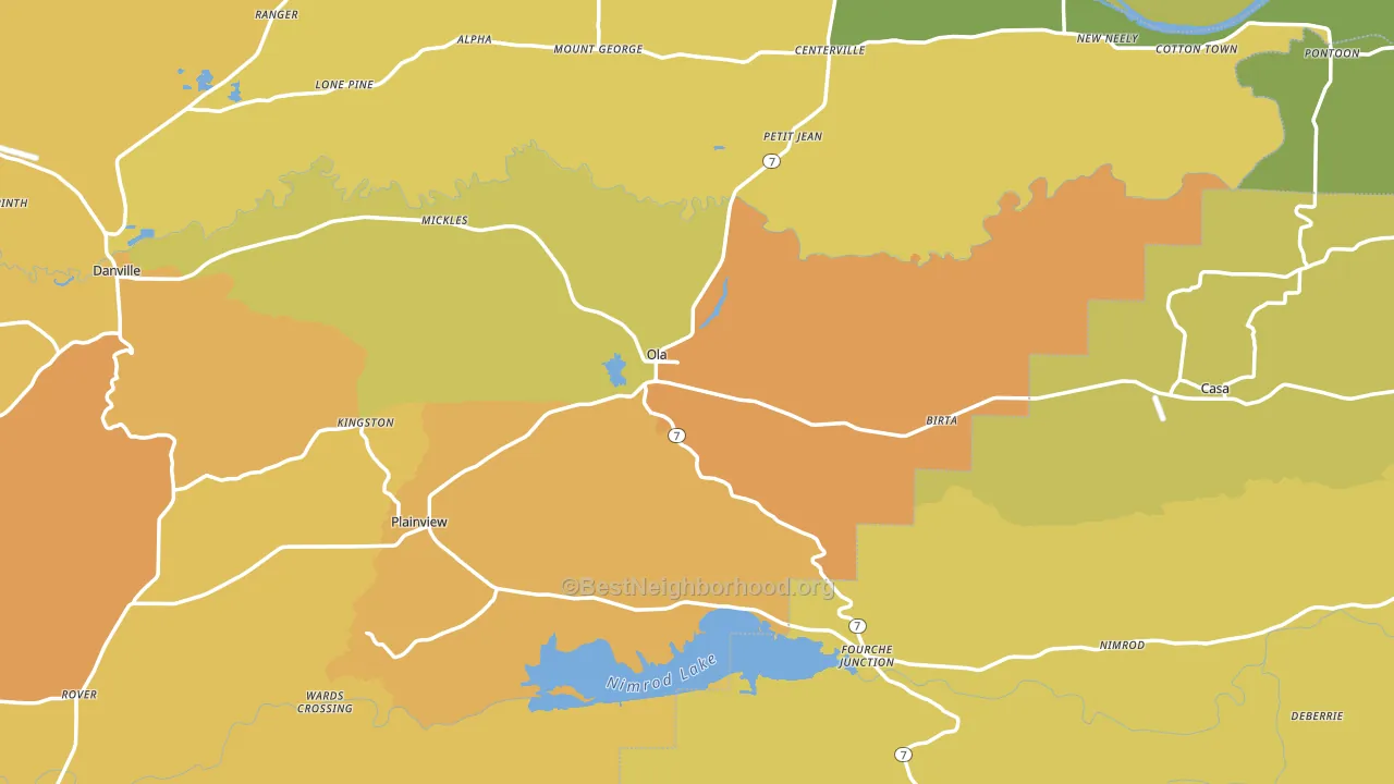 Ola, AR block-group voter-turnout map