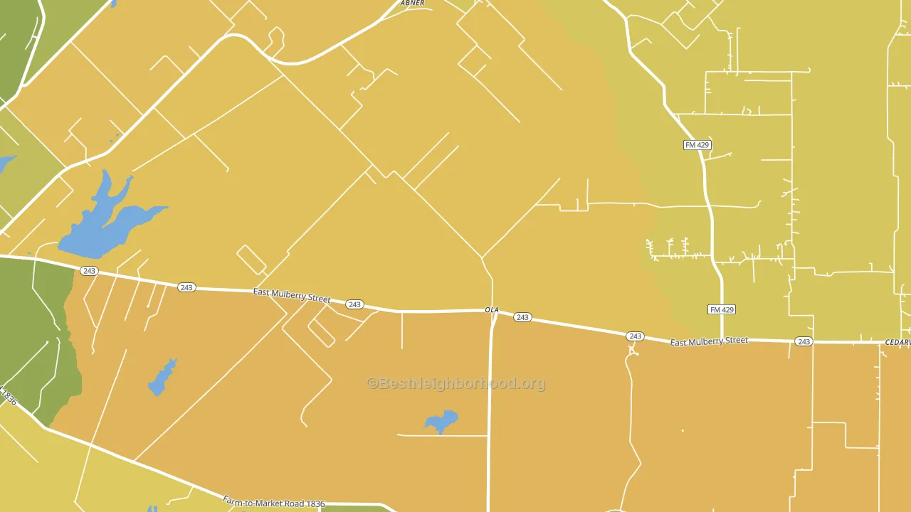 Ola, TX block-group voter-turnout map