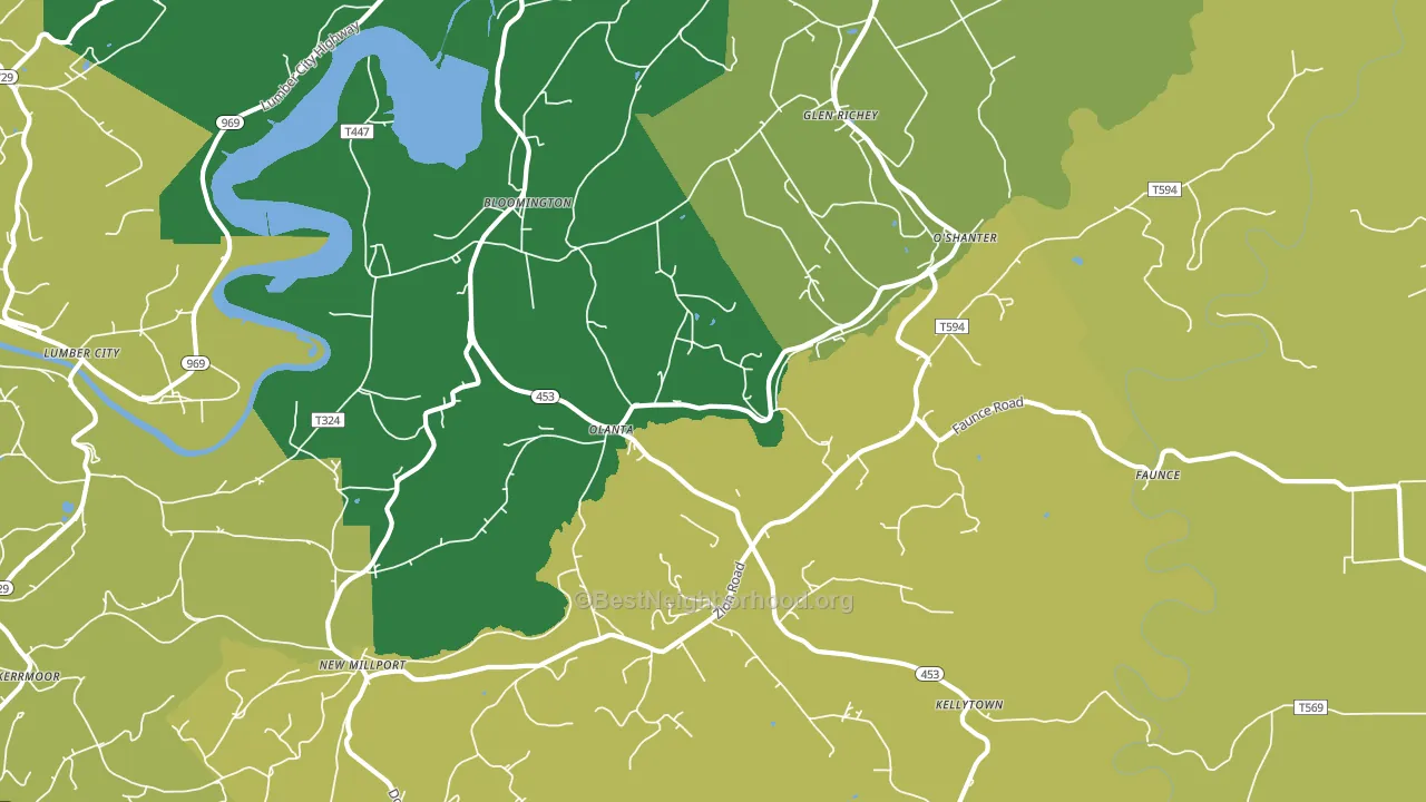 Olanta, PA block-group voter-turnout map