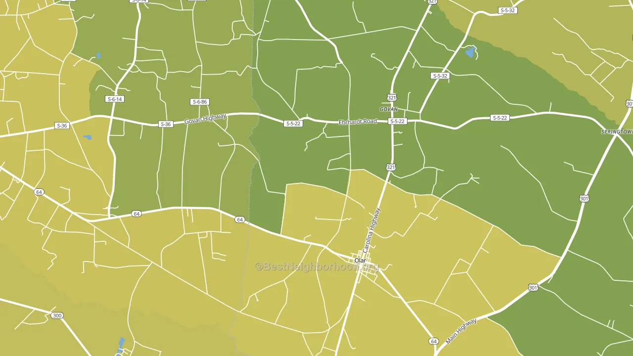 Olar, SC block-group voter-turnout map