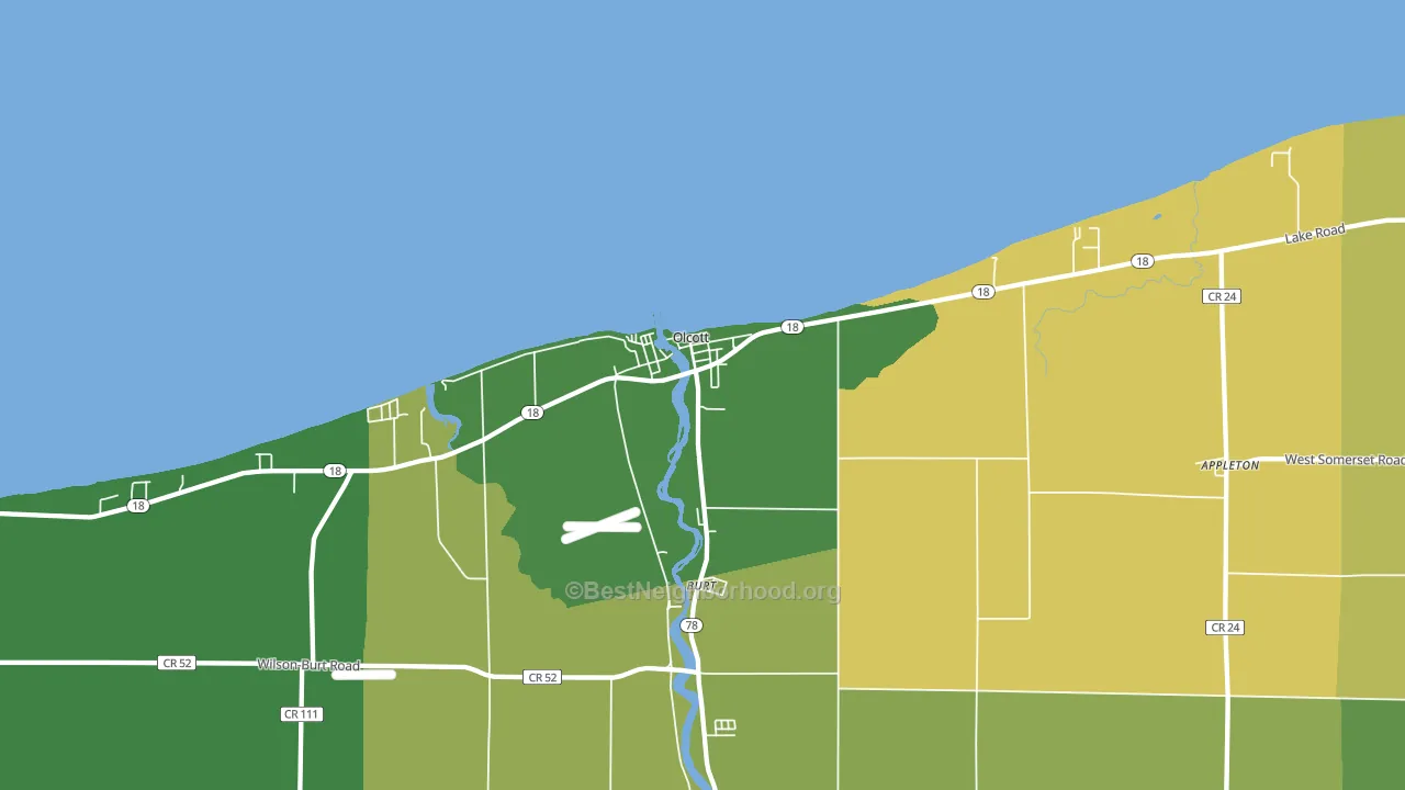 Olcott, NY block-group voter-turnout map
