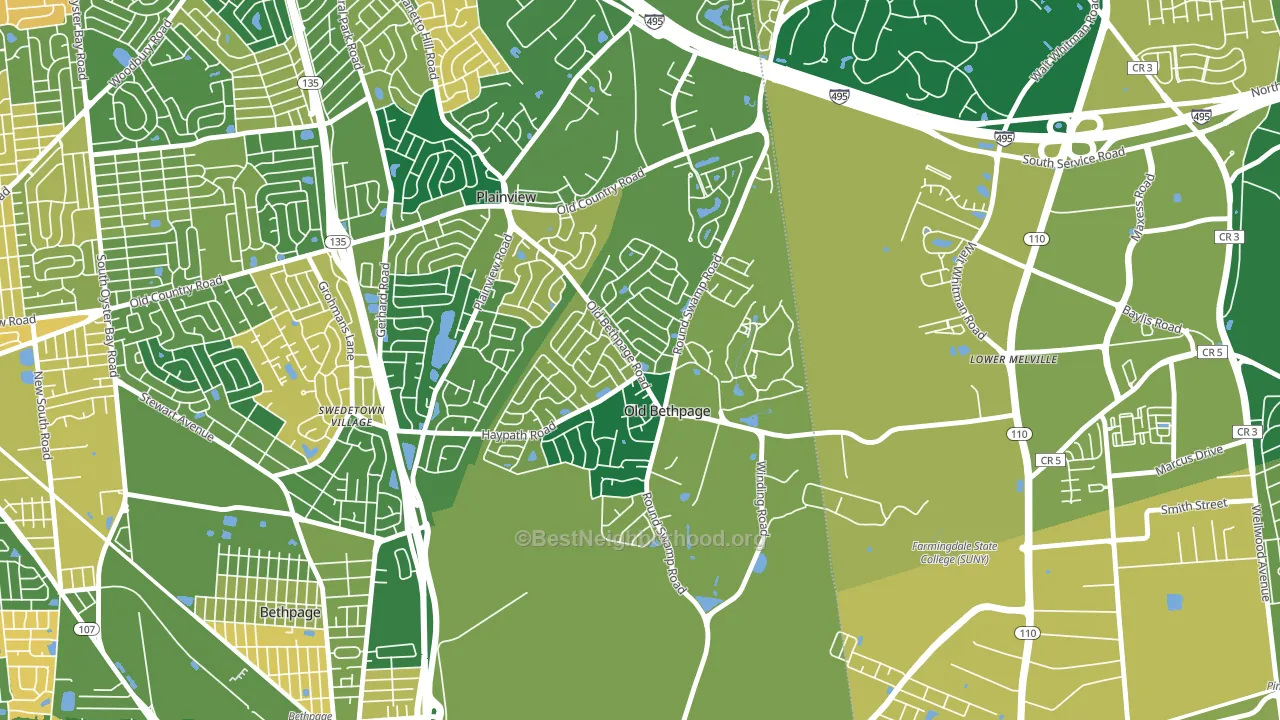 Old Bethpage, NY block-group voter-turnout map