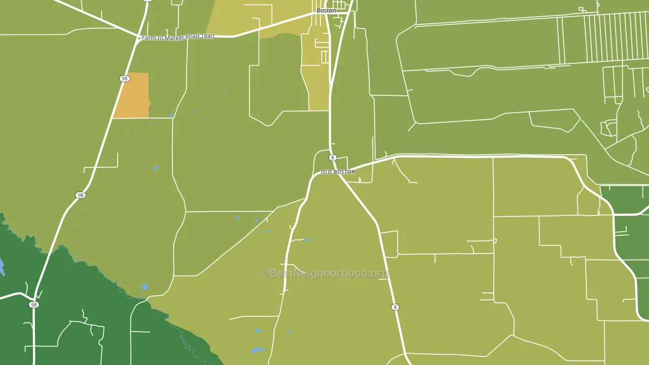 Old Boston, TX block-group voter-turnout map