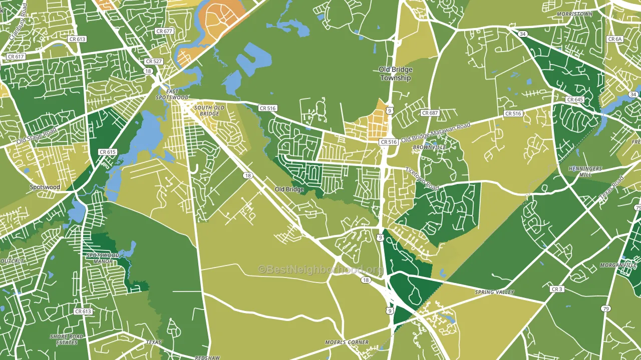Old Bridge, NJ block-group voter-turnout map