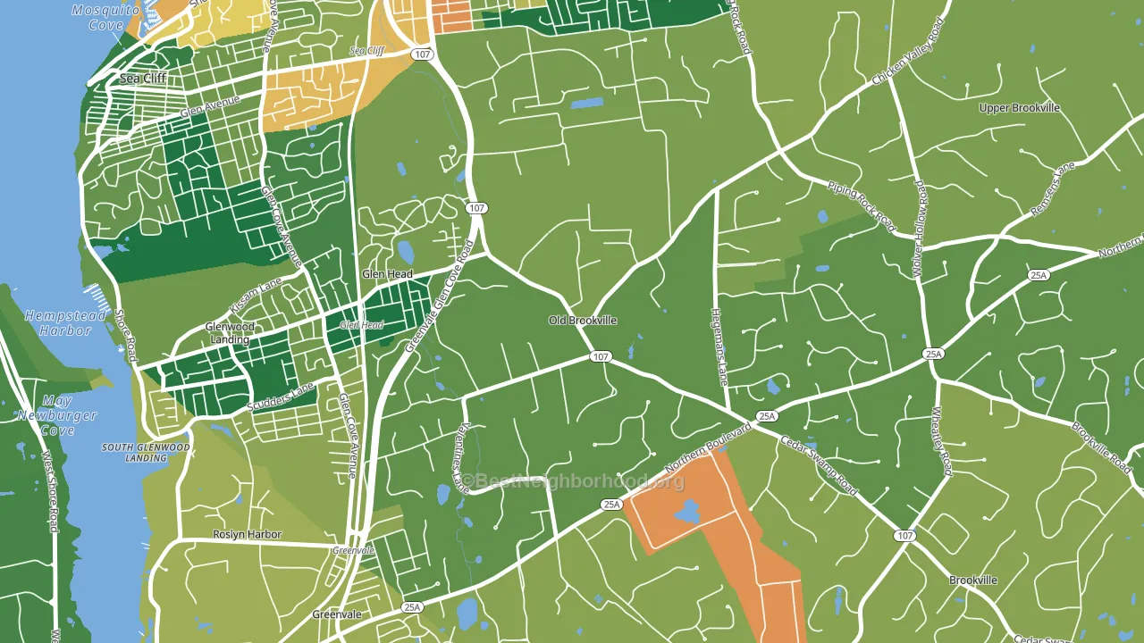 Old Brookville, NY block-group voter-turnout map
