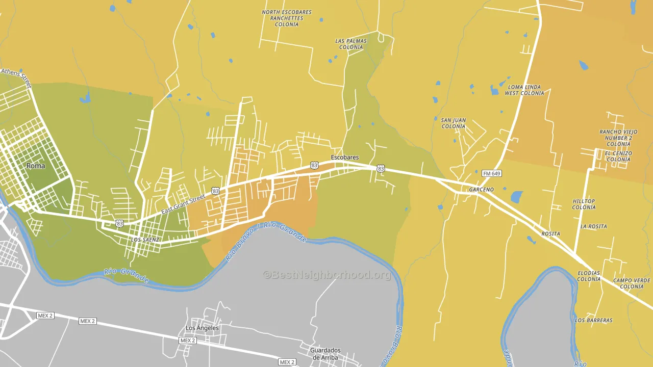 Old Escobares, TX block-group voter-turnout map