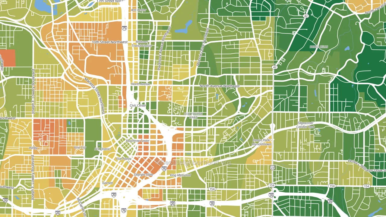 Old Fourth Ward, Atlanta, GA block-group voter-turnout map