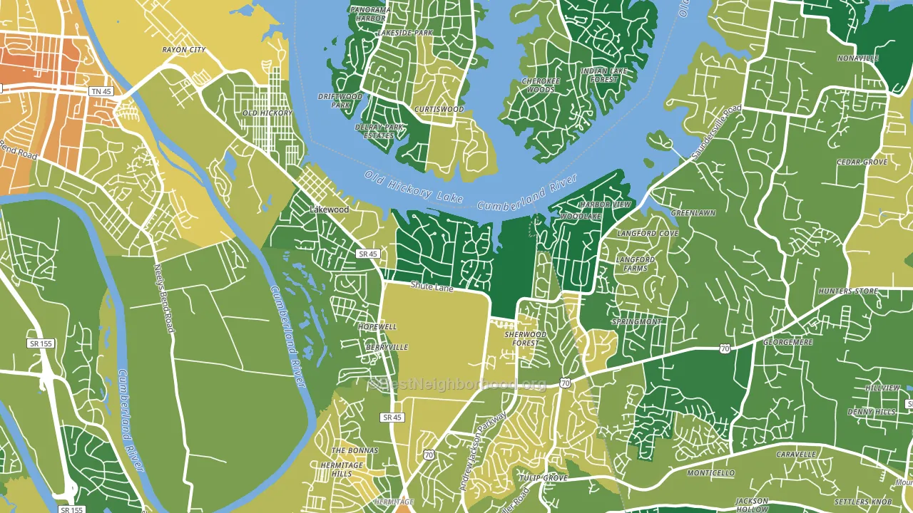 Old Hickory, TN block-group voter-turnout map