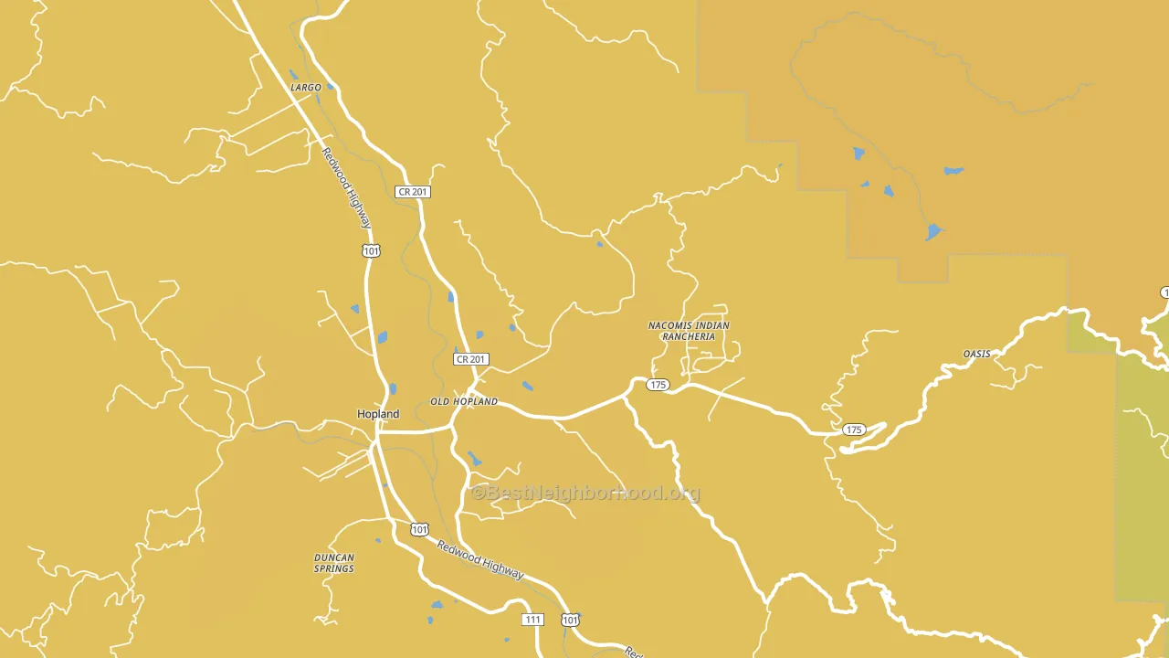 Old Hopland, CA block-group voter-turnout map