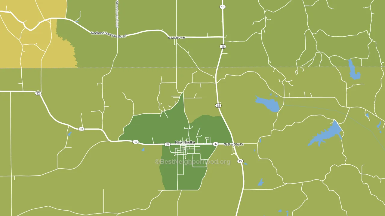 Old Houlka, MS block-group voter-turnout map