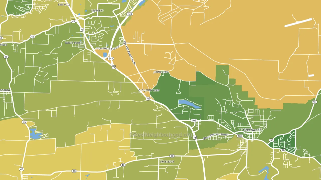 Old Jenny Lind, AR block-group voter-turnout map