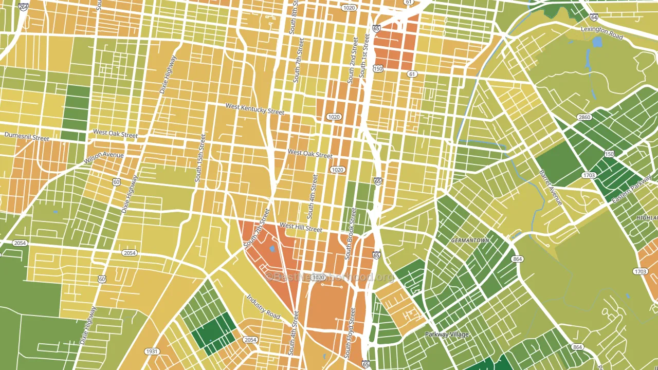 Old Louisville, Louisville, KY block-group voter-turnout map