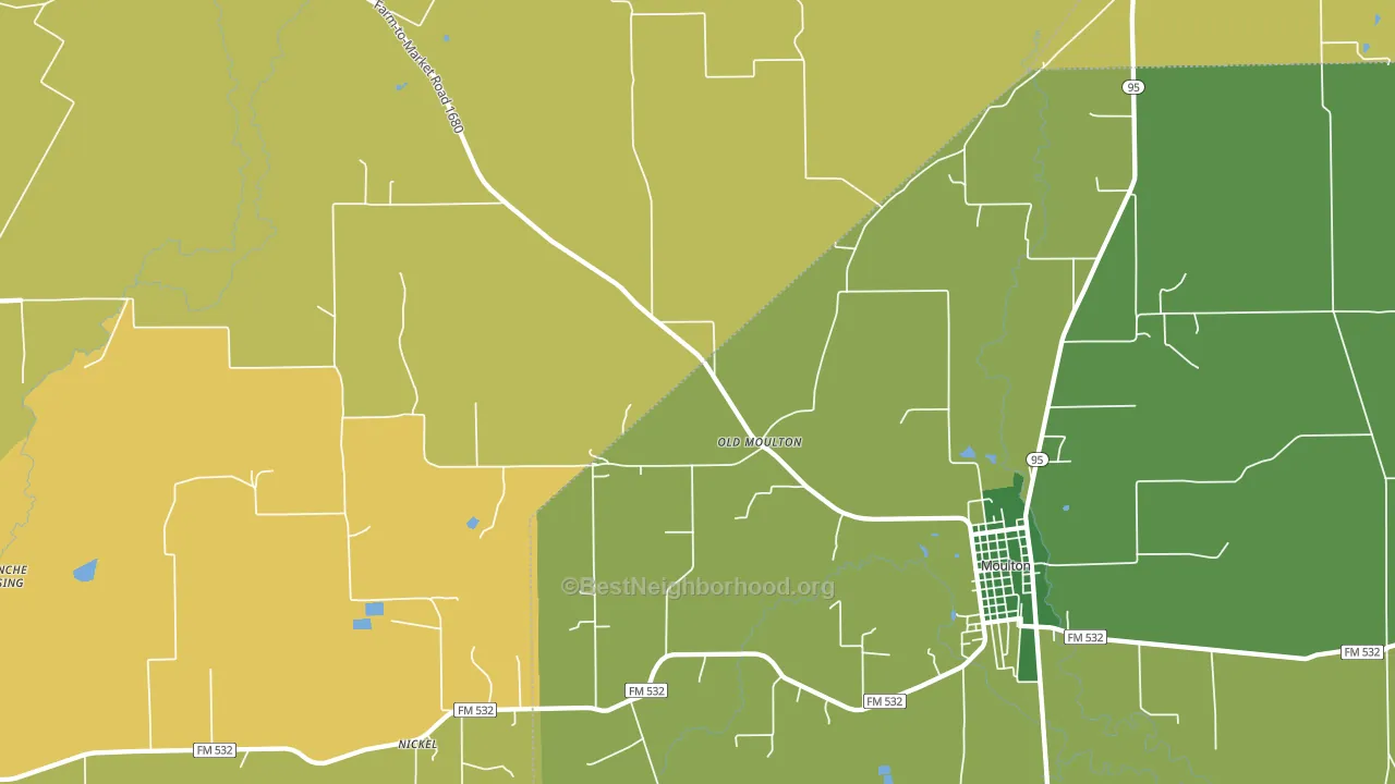 Old Moulton, TX block-group voter-turnout map