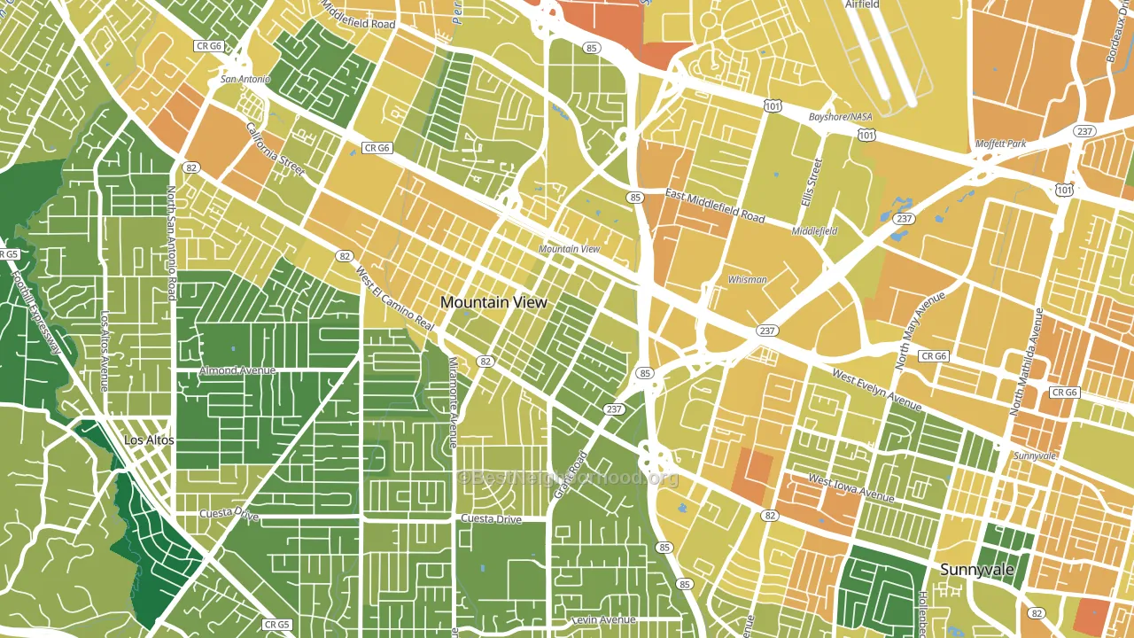 Old Mountain View, Mountain View, CA block-group voter-turnout map