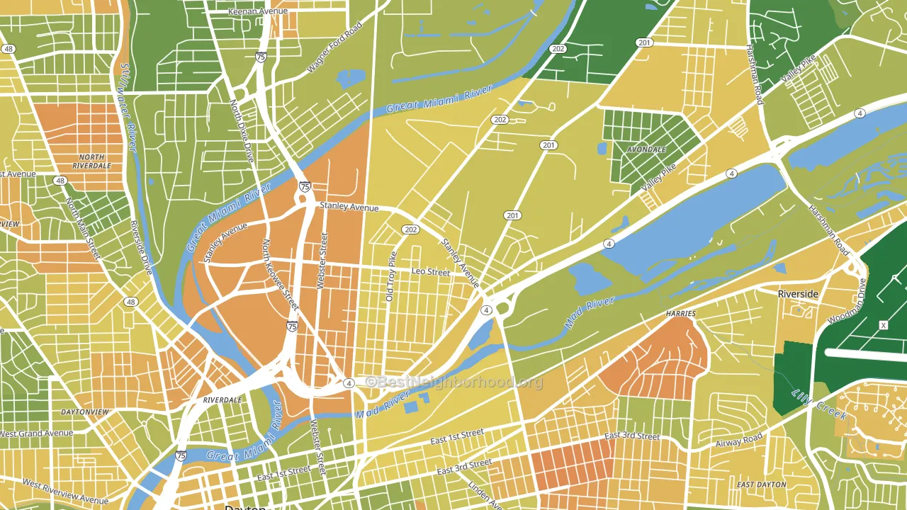 Old North Dayton, Dayton, OH block-group voter-turnout map