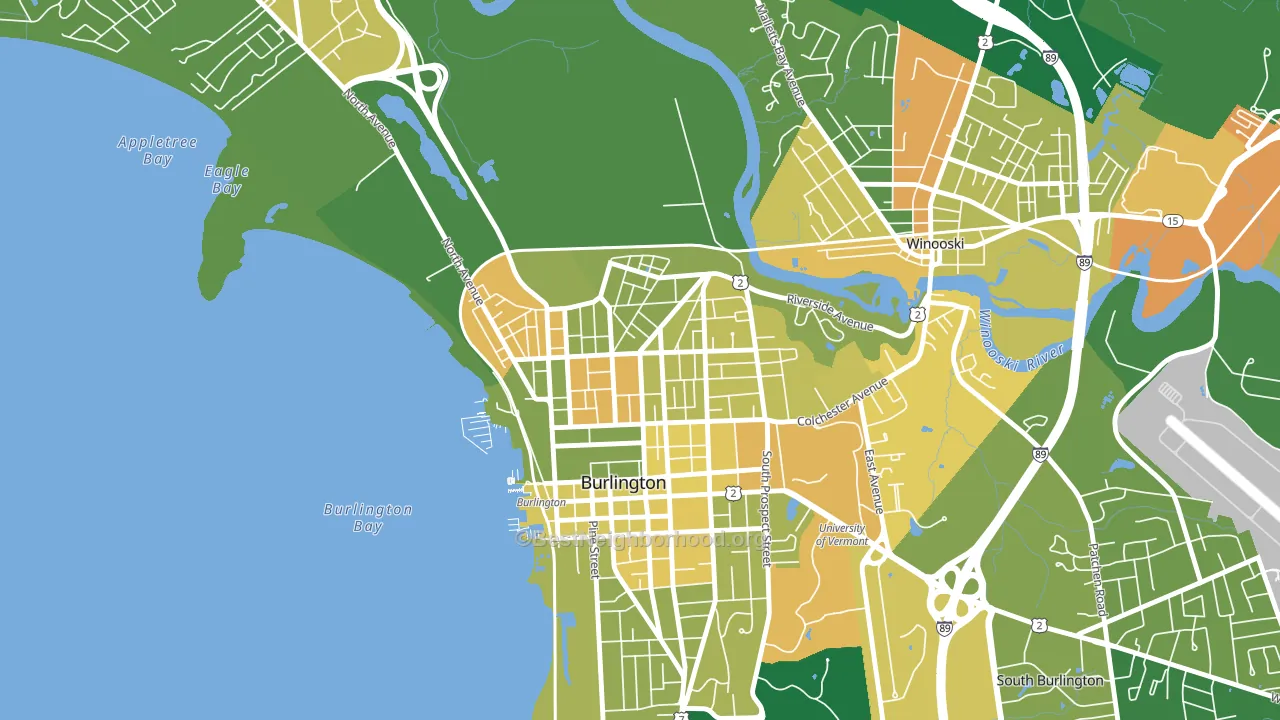 Old North End, Burlington, VT block-group voter-turnout map