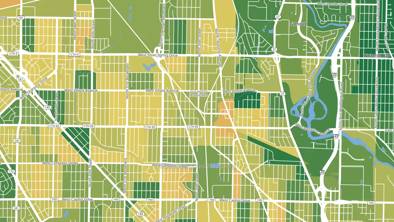 Old North Milwaukee, Milwaukee, WI block-group voter-turnout map