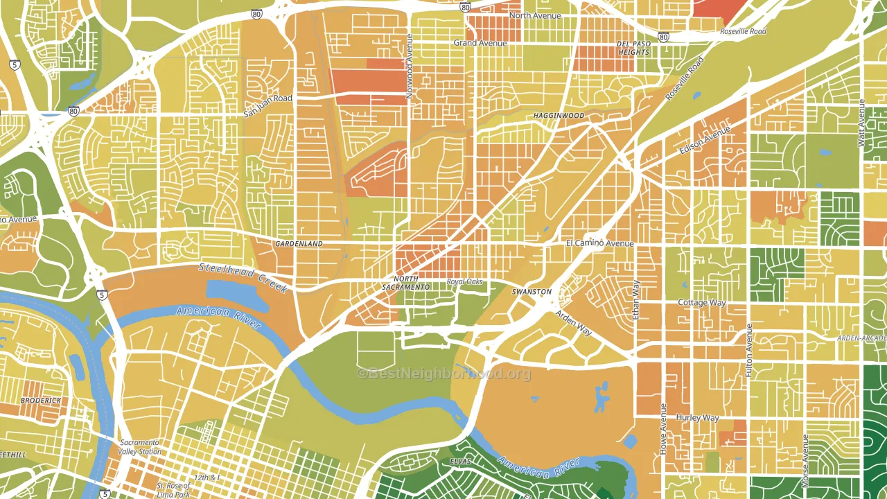 Old North Sacramento, Sacramento, CA block-group voter-turnout map