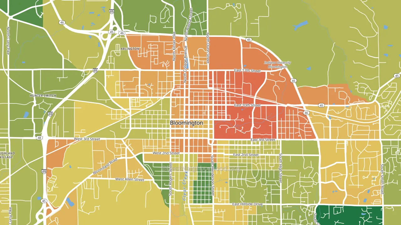 Old Northeast, Bloomington, IN block-group voter-turnout map