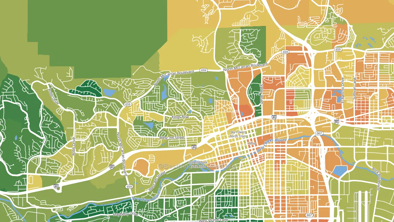 Old Northwest-West University, Reno, NV block-group voter-turnout map