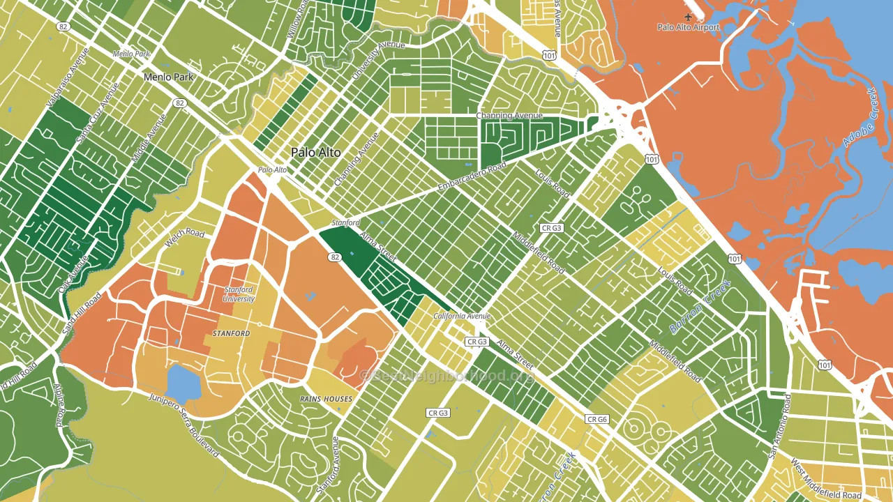 Old Palo Alto, Palo Alto, CA block-group voter-turnout map