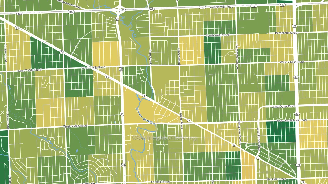 Old Redford, Detroit, MI block-group voter-turnout map