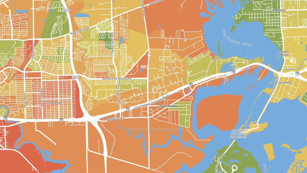 Old River Terrace, Channelview, TX block-group voter-turnout map